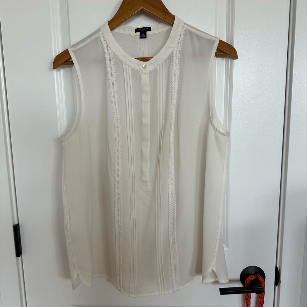 Ann Taylor Ivory Sleeveless Blouse